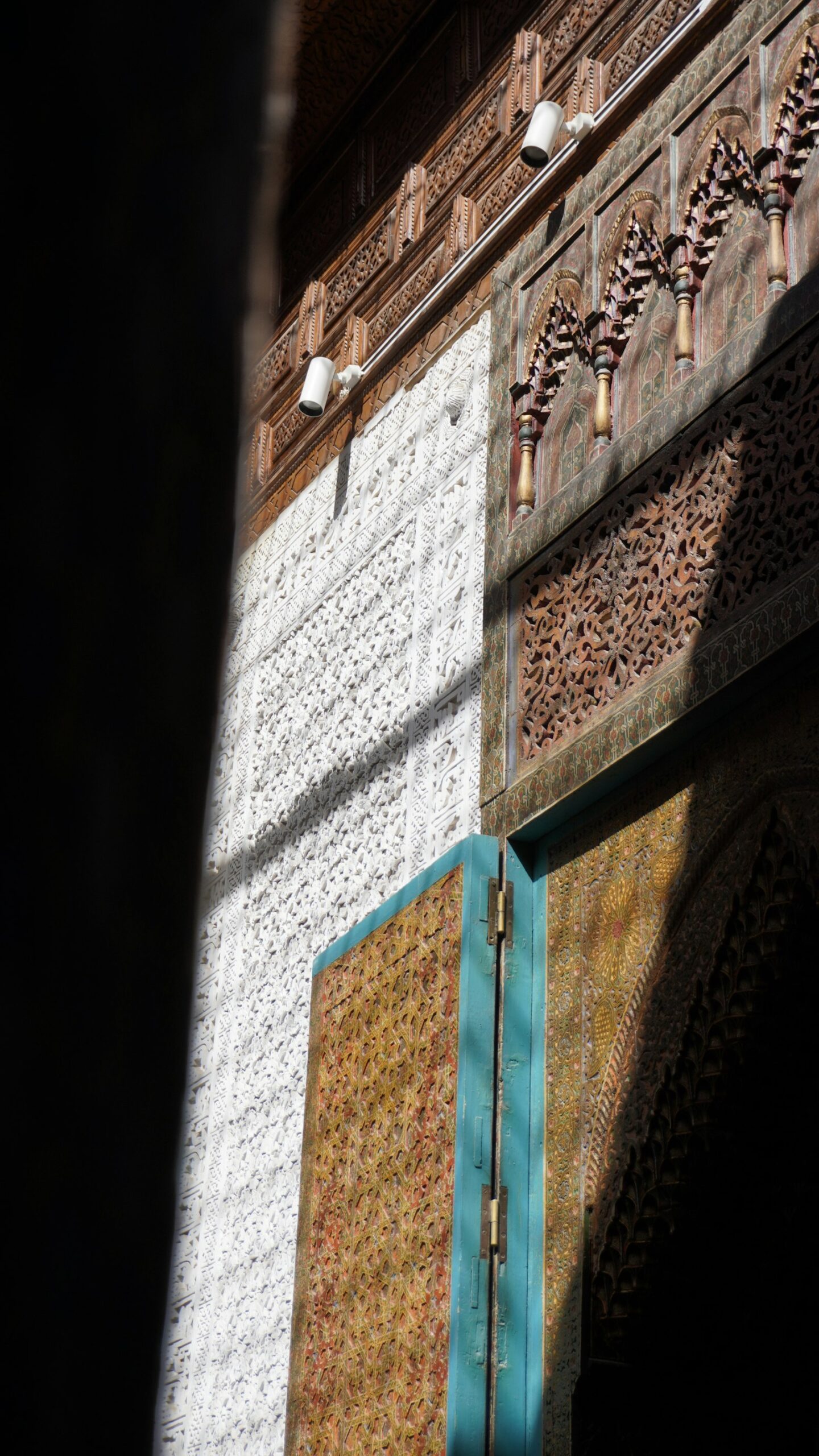 Ornate wooden doorway Marrakech medina